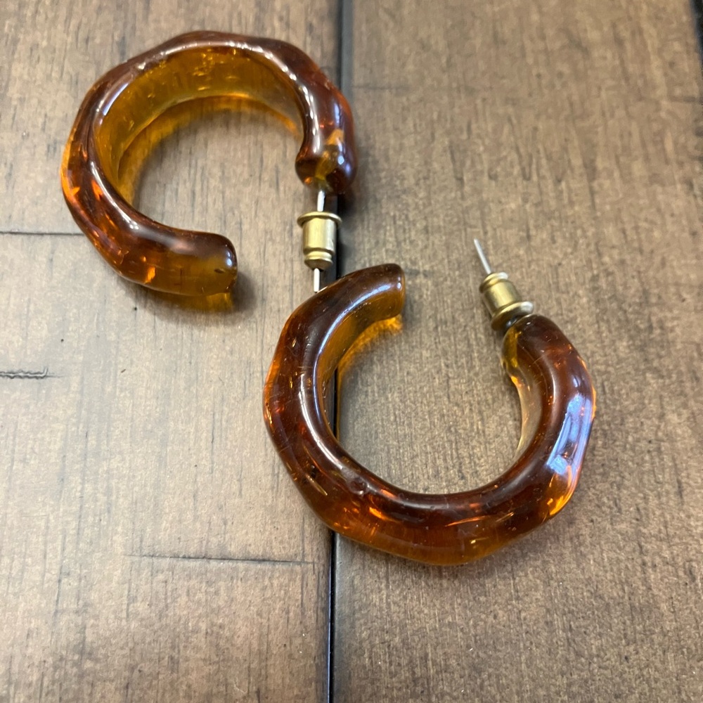 Molded glass amber hoops - Noonday